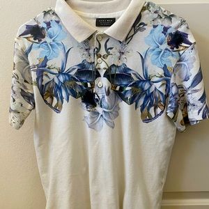 ZARA MAN SMALL FLORAL POLO SHIRT.